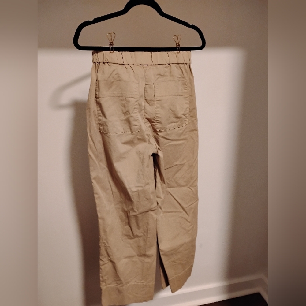 Everlane Tan Khaki Elastic Waist Women's Straight Wide Leg Pants - Picture 2 of 4